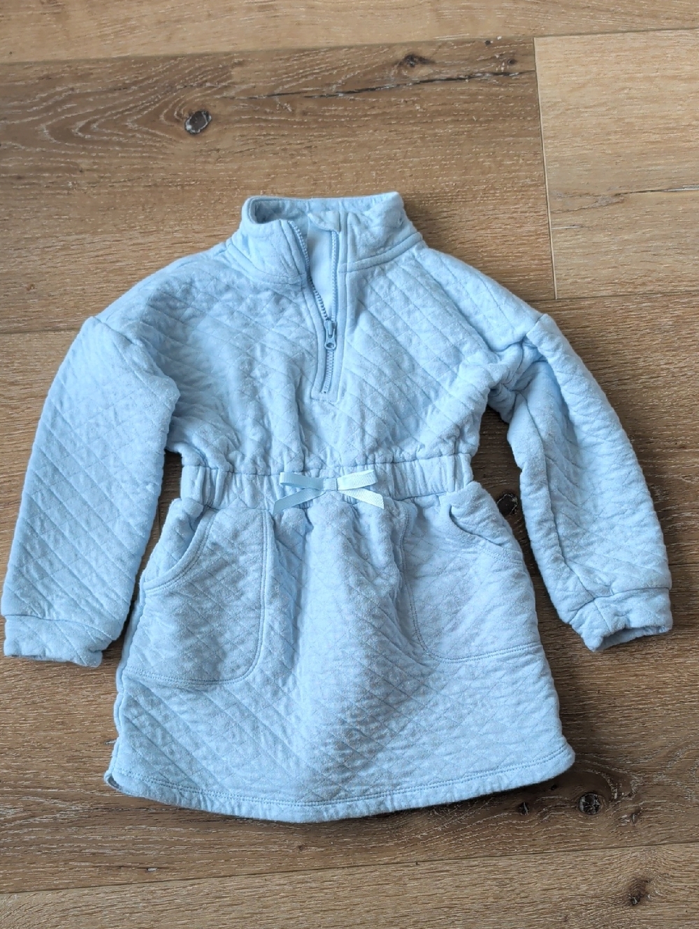 Janie and Jack Light Blue Quilted Pullover Dress Sz 4